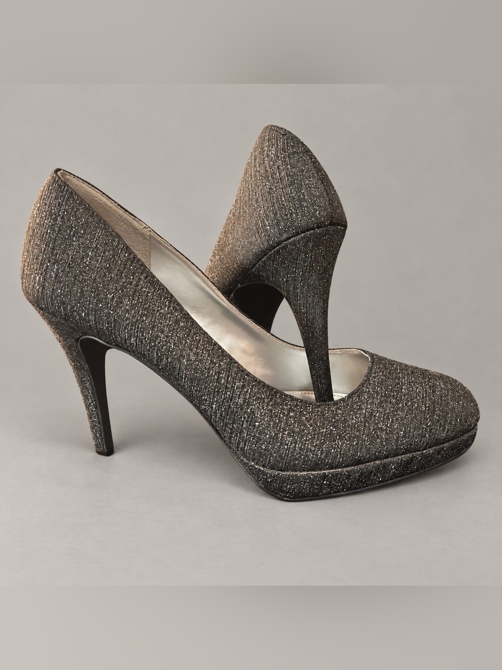 NWOT Gunmetal Glitter Sparkle Platform Stiletto Pumps Size 10 Fioni Night NWOT